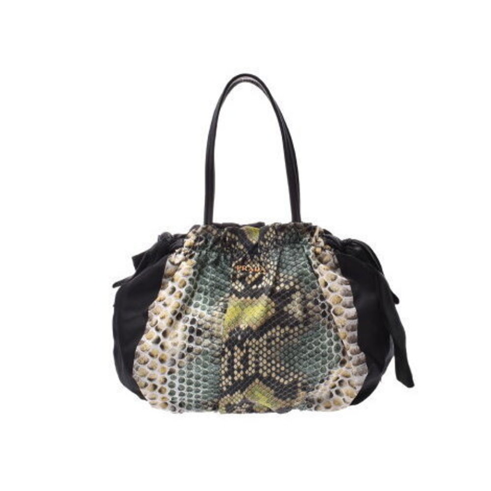 Prada Tote Bag Black Python Pattern Nylon Nappa - image 1